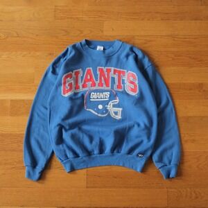 Logo 7 New York Giants Sweatshirt Men Blue Vintage 90s NFL L Graphic Crewneck